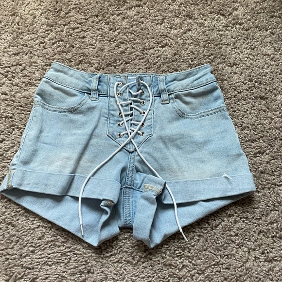 pacsun lace up jean shorts - Picture 1 of 3
